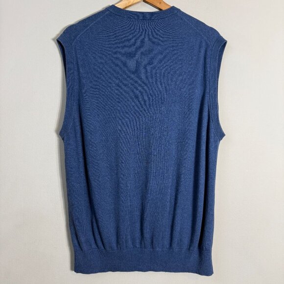 Peter Millar Silk Cashmere V-Neck Sweater Vest Pullover Mens Large Blue Golf Dad - Picture 7 of 10